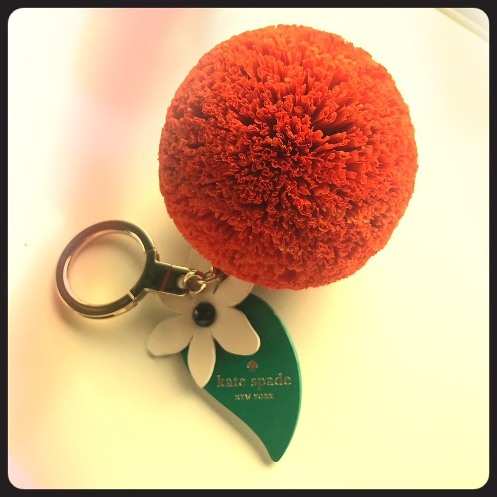 Kate Spade Raffia Orange Key Chain